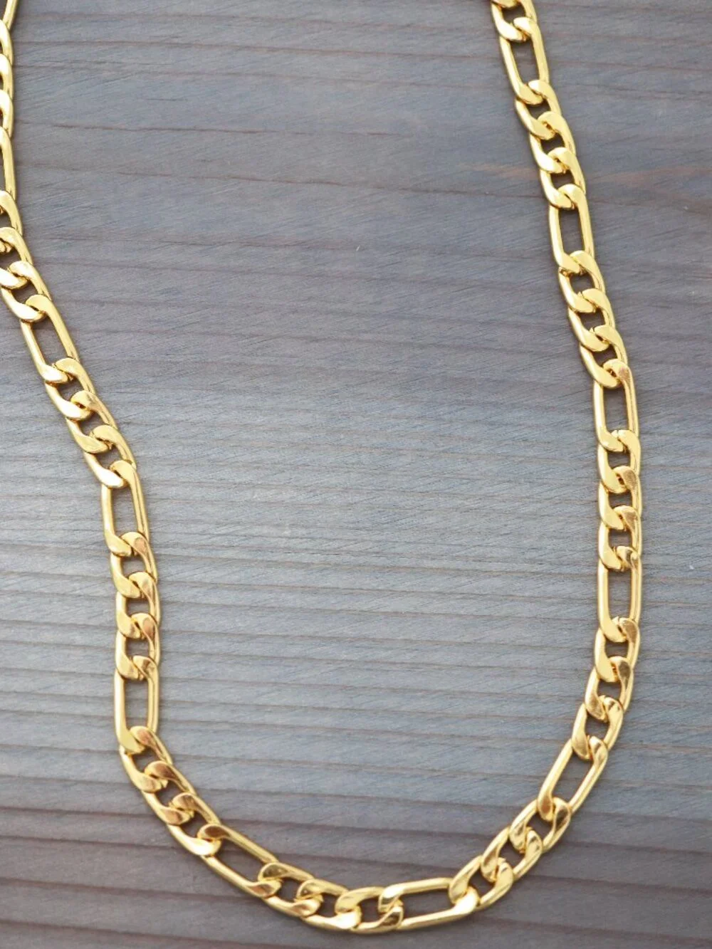 7.5mm Figaro Chain Necklace 18k Gold Plated Stainless Steel
